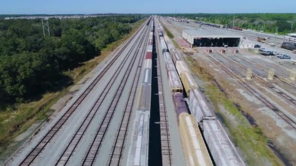 Drone Video Vlaků Lokomotiv Csx Winston Train Yard Lakelandu — Stock video