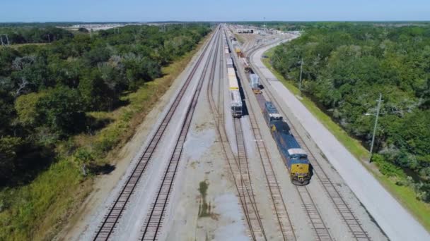 Drone Video Vlaků Lokomotiv Csx Winston Train Yard Lakelandu — Stock video