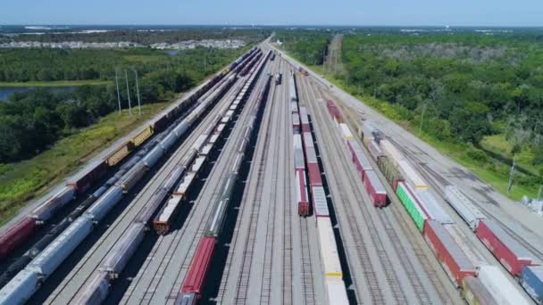 Drone Video Trenes Locomotoras Patio Trenes Csx Winston Lakeland — Vídeos de Stock