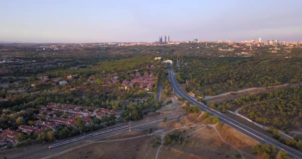 Renfe Cercanas Train Going Aravaca Principe Pio Madrid Spain Drone — 图库视频影像