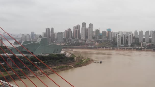 Забруднена Річка Янцзи Протікає Через Чунцін Китай — стокове відео