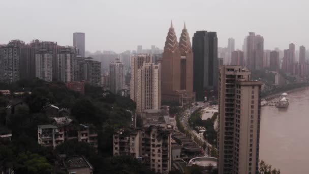 Polluted Skyline Chongqing Chiny — Wideo stockowe