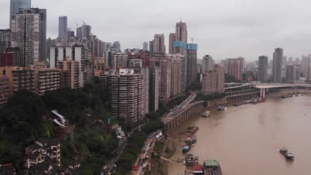 Chongqing Çin Çin Ortasında Beton Orman Şehir Metropolü — Stok video