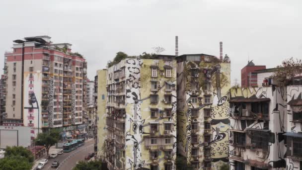 Chongqing Çin Sokak Sanatı Konut Bloklarını Kaplamıştı — Stok video