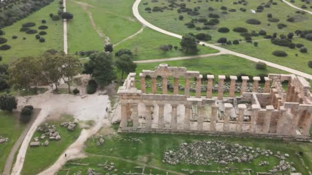 Luftaufnahme Des Selinunt Tempels Italien — Stockvideo