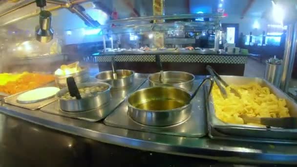 Κινέζικο Φαγητό Μπουφέ Self Service Μεσημεριανό Γεύμα Δείπνο Έννοιες Του — Αρχείο Βίντεο