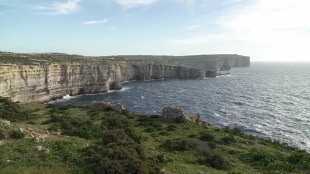 Středozemní Moře Vlnění Větru Slunečného Dne Ostrově Gozo — Stock video