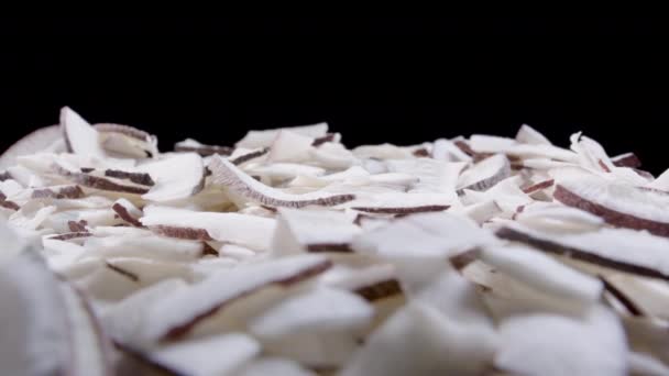 Tracking Wide Shot Dried Coconut Shavings — Stock Video