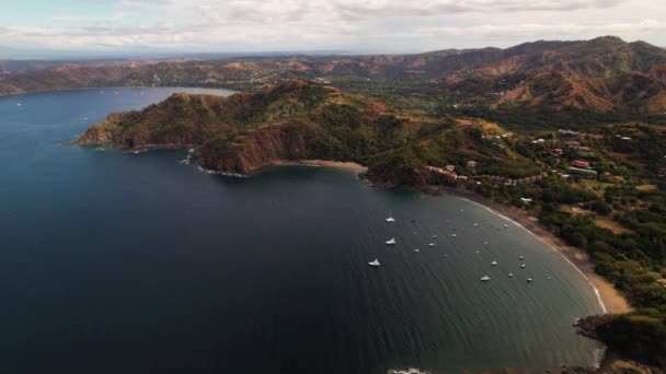 Vista Panorámica Completa Bahía Costera Tropical Costa Guanacaste Costa Rica — Vídeos de Stock