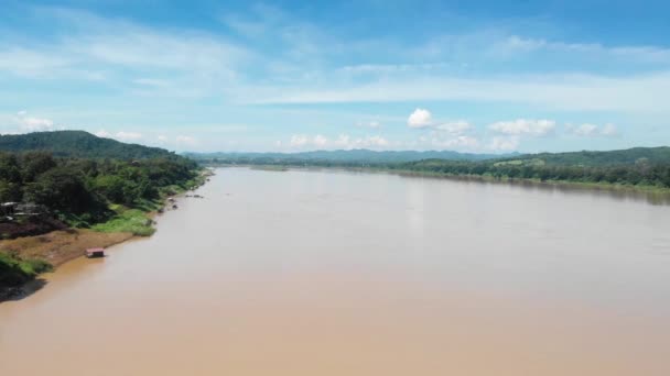 Rio Mekong Fronteira Com Tailândia Laos Província Chiang Khan Loei — Vídeo de Stock