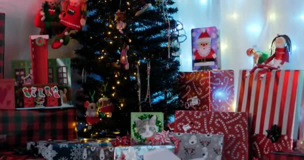 Eşsiz Noel Ağacı Mas Kış Tatili Sahnesine Yavaşça Zum Yapın — Stok video