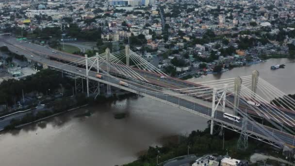 Aerial Ponte Juan Pablo Duarte Santo Domingo República Dominicana Frente — Vídeo de Stock