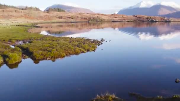 Luchtdrone Beelden Vliegen Laag Dicht Kust Van Loch Etive Glen — Stockvideo