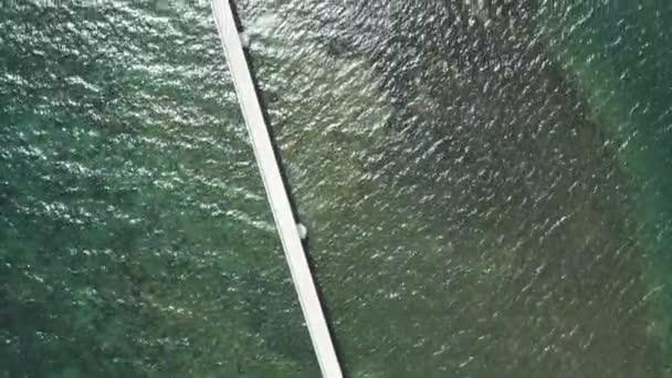 Aerial Úvahy Vodě Kolem Mostu Samana Dominikánská Republika Shora Dolů — Stock video
