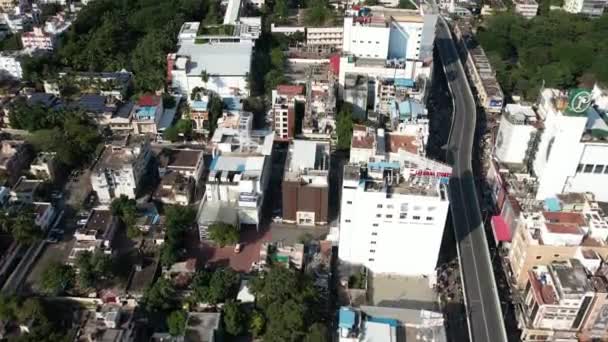 Panela Aérea Para Cima Tiro Construção Árvores Cidade Chennai Podemos — Vídeo de Stock