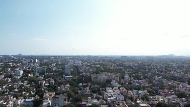 Aerial Shot Sunrise Chennai City Indien Smuk Morgen Kan Bygninger – Stock-video