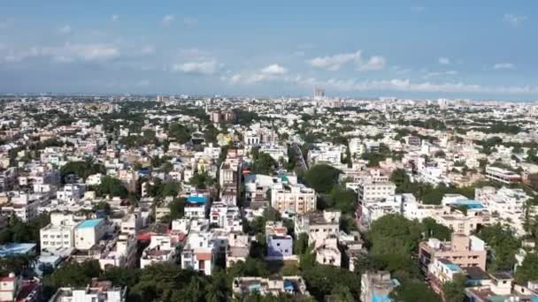 Antenn Drönare Skott Byggnader Stadsbyggnader Lunchtid Chennai City Chennai Bay — Stockvideo
