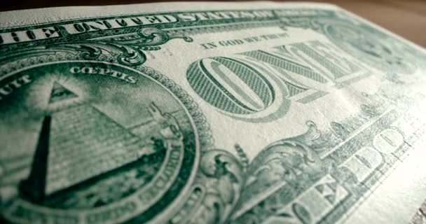 米国1ドル紙幣を閉じるドルリーショットマクロワイド角度 — ストック動画