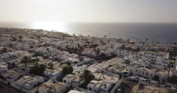 Lanzarote Drone Video Ηλιοβασίλεμα Στο Πουέρτο Ντελ Κάρμεν — Αρχείο Βίντεο