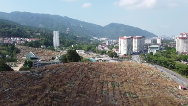 Luftaufnahme Chinesischer Friedhof Paya Terubong Pulau Pinang — Stockvideo