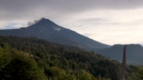 Vulcão Villarrica Liberando Cinzas Pucn Chile — Vídeo de Stock