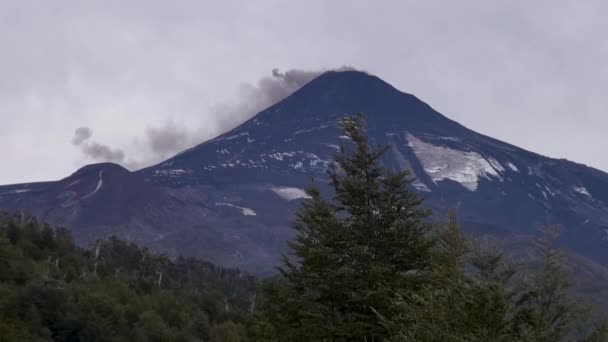 Vulcano Villarrica Che Rilascia Ceneri Pucn Cile — Video Stock
