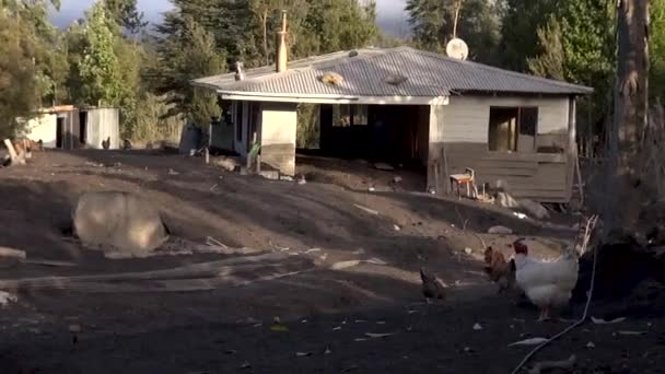 Abandoned Building Covered Volcanic Lahar Calbuco Volcano Eruption — Stock Video