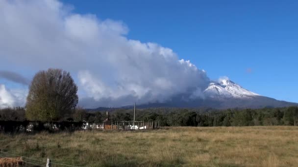 Vulcão Calbuco Liberando Cinzas Após Erupção Ensenada Puerto Montt Chile — Vídeo de Stock