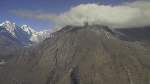 Flygfoto Mount Khumbila Från Helikopter Khumbu Valley Nära Tengboche Kloster — Stockvideo