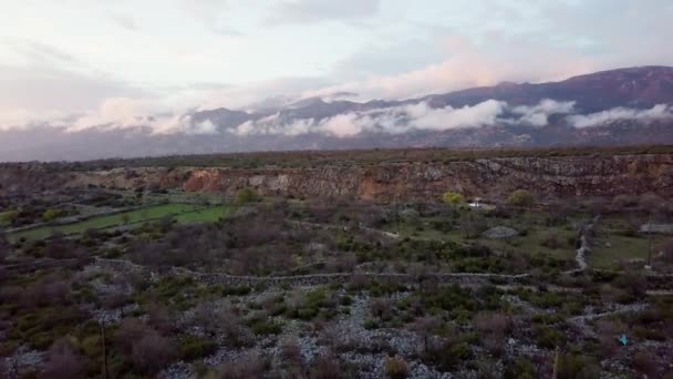Ampia Ripresa Aerea Canyon Croato Bellissimo Momento Tramonto Con Tipiche — Video Stock