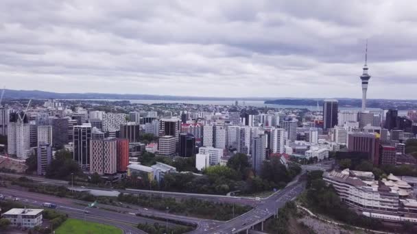 Aerial Auckland City Nuova Zelanda Ripresa Aerea Rotazione Lenta Che — Video Stock