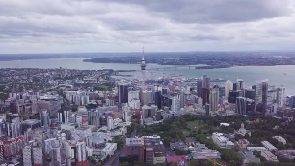 Auckland City New Zealand Εναέρια Σταθερή Εγκατάσταση Πυροβολισμό — Αρχείο Βίντεο