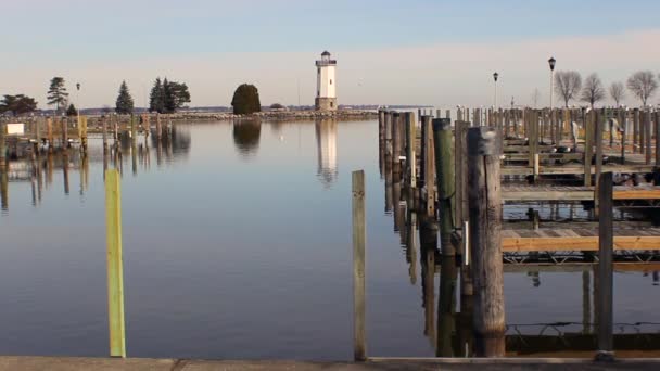Wisconsin Fond Lac Taki Winnebago Gölü Ndeki Deniz Feneri — Stok video