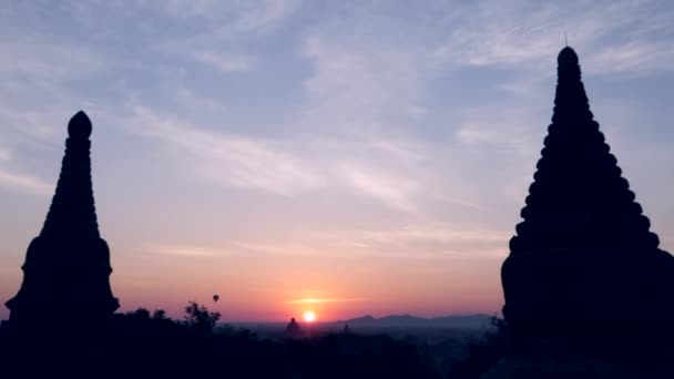 Схід Сонця Баган Янмі Повітряними Кульками — стокове відео
