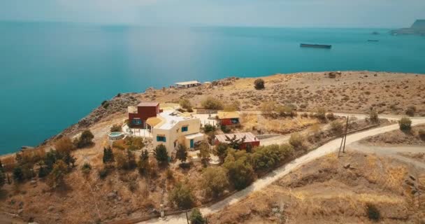 Luchtfoto Van Zuidkust Van Kreta Met Een Prachtig Helder Turquoise — Stockvideo