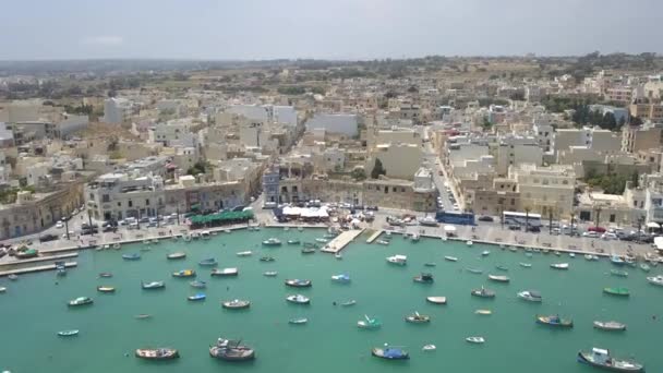 Marsaxlokk Drone Beelden Prachtig Vissersdorp Vanuit Lucht — Stockvideo