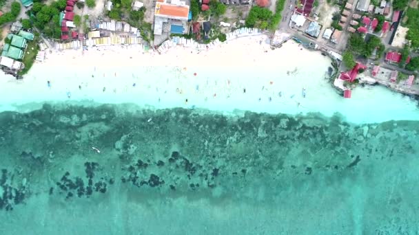 Aerial Top View Tanjung Bira Beach Overhead View Fishing Boat — 비디오