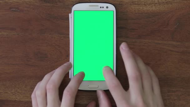 Primer Plano Las Manos Sms Mensajes Texto Desplazamiento Teléfono Inteligente — Vídeo de stock