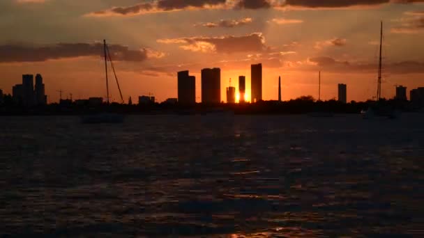 Захід Сонця Маямі Сіті Флорида Сша — стокове відео