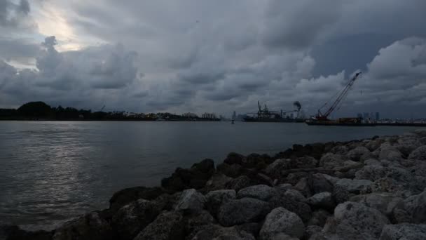 Západ Slunce Ubíhá Směrem Port Miami Miami Beach Virginia Key — Stock video