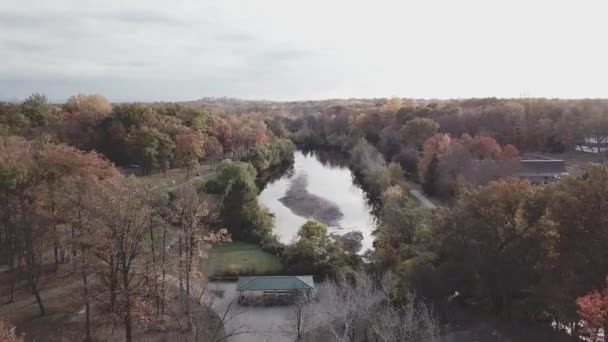 Vue Aérienne Lac Parc Automne — Video