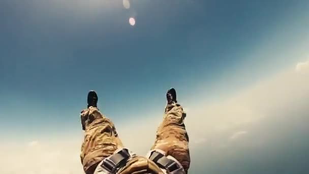 Skydiving Στην Caribean Άποψη Των Ποδιών Στην Πίσω Πτήση — Αρχείο Βίντεο