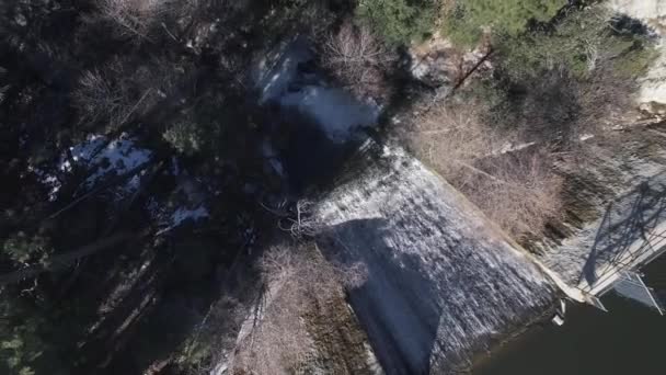 Růžové Jezero Drone Výstřel Jít Nahoru Pozadí — Stock video