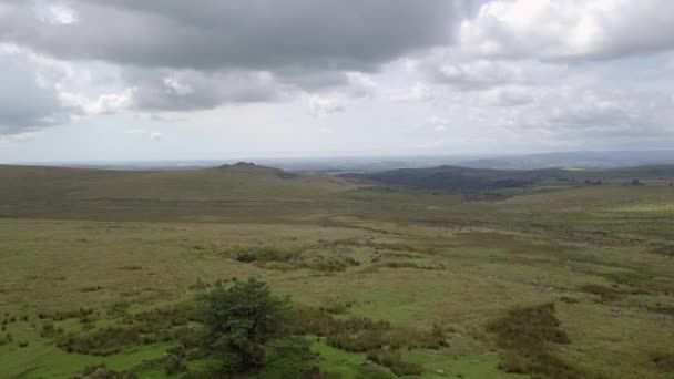 Una Mosca Aérea Sobre Parque Nacional Dartmoor Devon — Vídeos de Stock