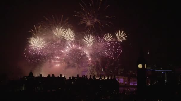 Exhibición Fuegos Artificiales Año Nuevo Del Alcalde Londres — Vídeo de stock