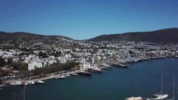 Drohnenansichten Des Hafens Von Bodrum Der Türkei — Stockvideo