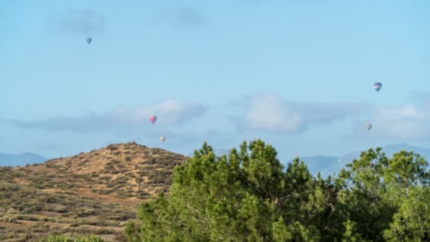 Timelapse Varmluftsballonger Som Flyger Himlen — Stockvideo