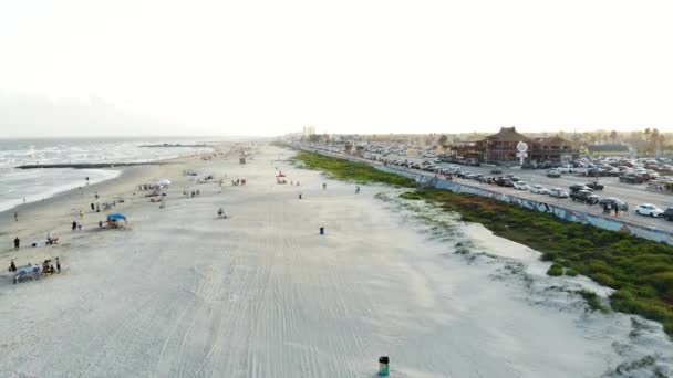 Dronové Záběry Pláže Galvestonu — Stock video
