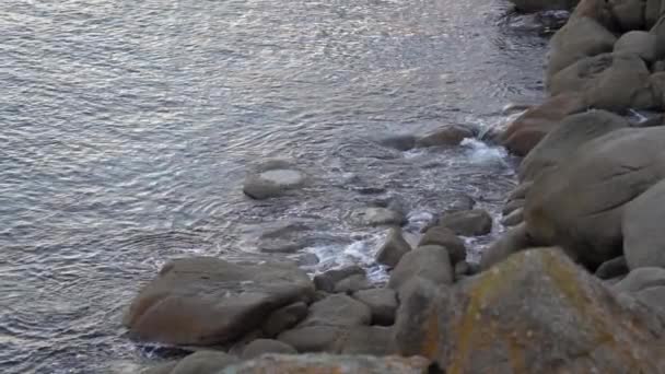 Onde Della Riva Del Mare Che Colpiscono Isola Del Sud — Video Stock