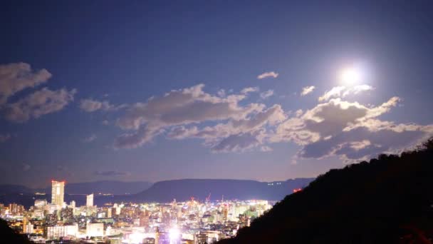 Een Timelapse Van Maan Boven Takamatsu Stad Kagawa Japan — Stockvideo